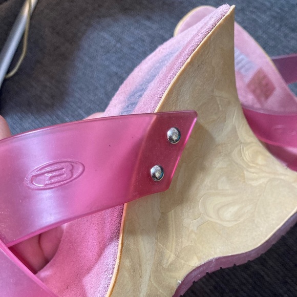 Bongo rare 90’s vintage wooden platform and pink jelly sandals. Size 7. - Picture 7 of 8